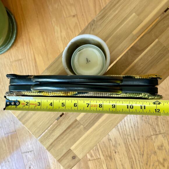 Lou Taylor Miami Vintage Frame Purse Floral Art Tapestry Gold Hardware - Picture 14 of 16